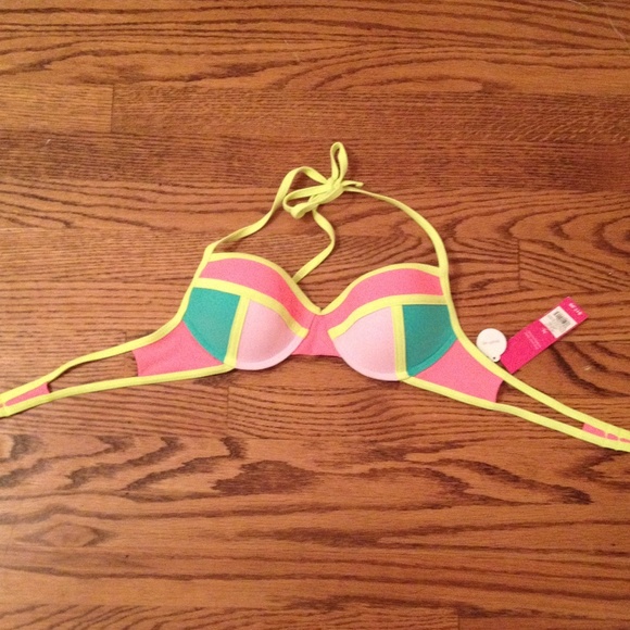 XHILARATION multicolor push-up bikini top