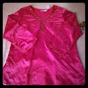 Hot pink beaded top- made in India