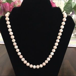 Angel skin coral necklace with diamond clasp