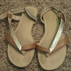 Flat Sandals with Gold Accent