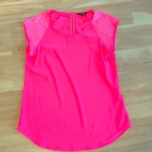 Express size medium hot pink sequin blouse