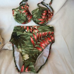 Floral high waist 2 piece swim
