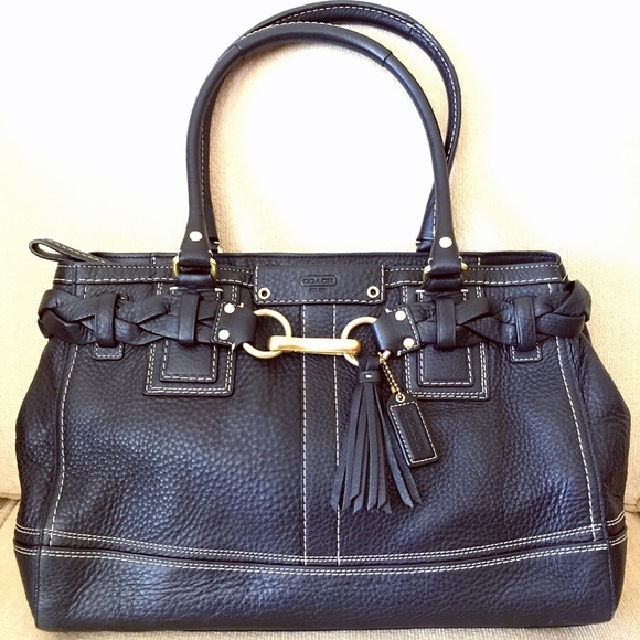 Coach Black Leather Tote Bag