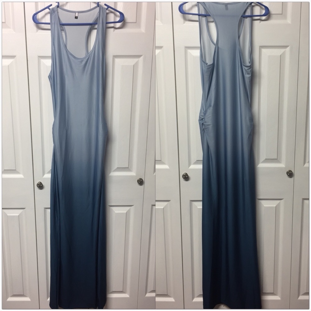 Ombré Ruched Racerback Tank Maxi Dress - Picture 4 of 4