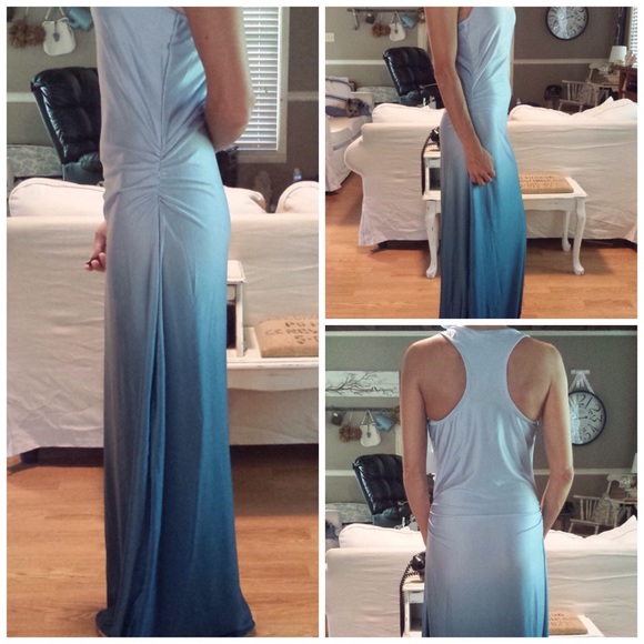 Ombré Ruched Racerback Tank Maxi Dress - Picture 3 of 4