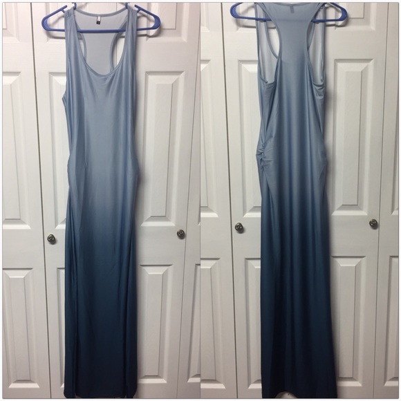 Ombré Ruched Racerback Tank Maxi Dress - Picture 4 of 4