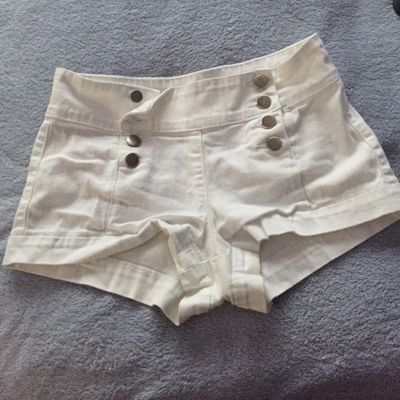 White button up shorts