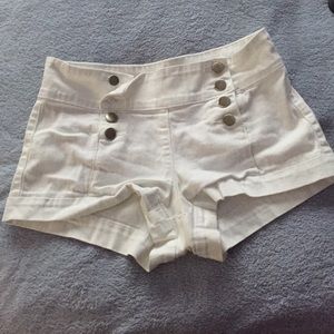 White button up shorts