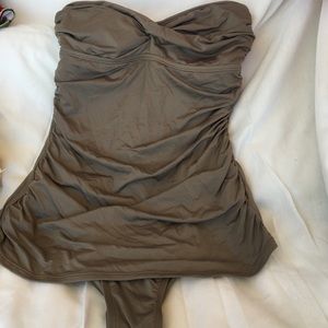 Taupe one piece strapless