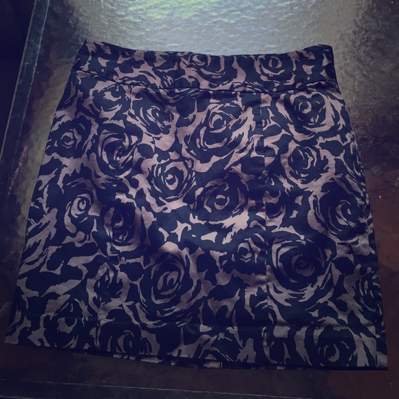 Charcoal and Black Rose Patterned Mini Skirt - Picture 1 of 1