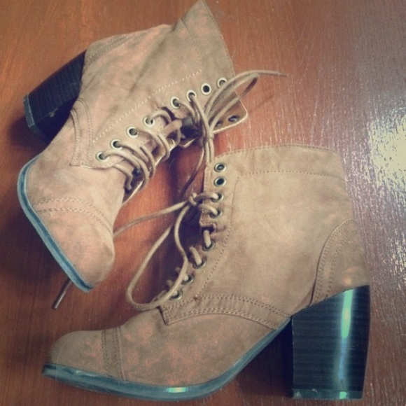 Brown lace up ankle booties