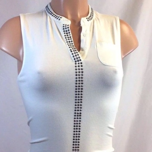 White knit sleeveless top by DKNY