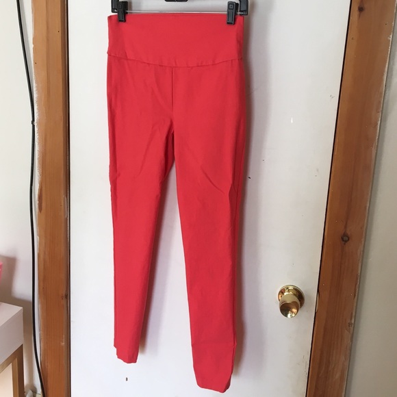 High waisted coral pants