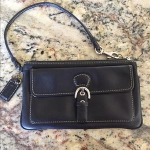 Black leather Coach wristlet