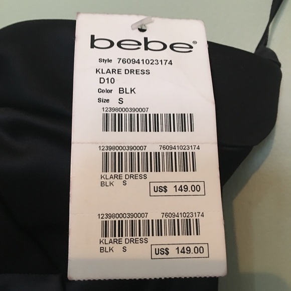 BEBE ITALY BLACK SATIN SWEETHEART DRESS SIZE SMALL - Picture 2 of 3