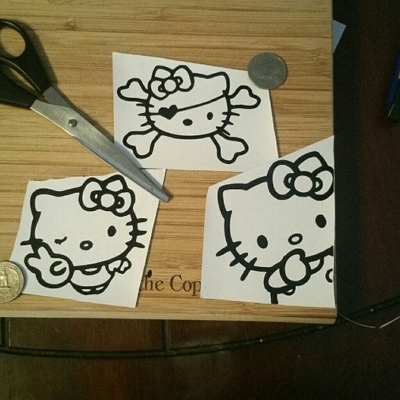 9 Kitty 3inch Black Vinyl Decals