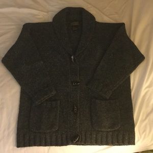 Eddie Bauer 100% Wool Charcoal Grey Cardigan.