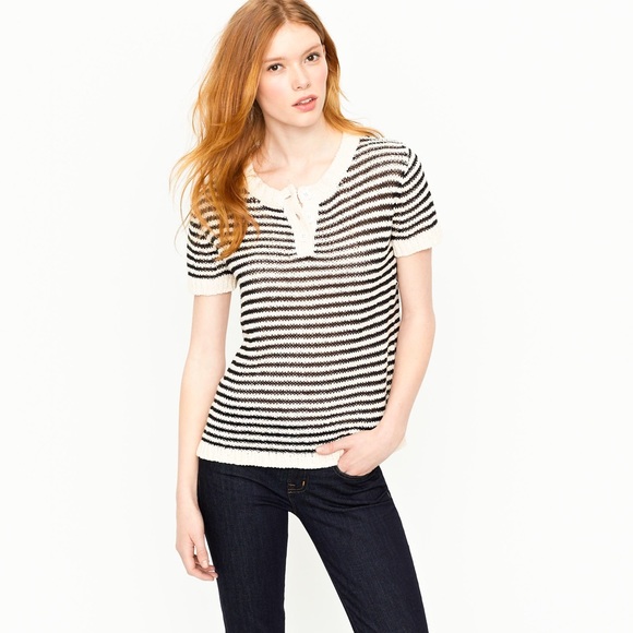GREEN/NAVY J.Crew loose knit sweater Henley - Picture 1 of 4