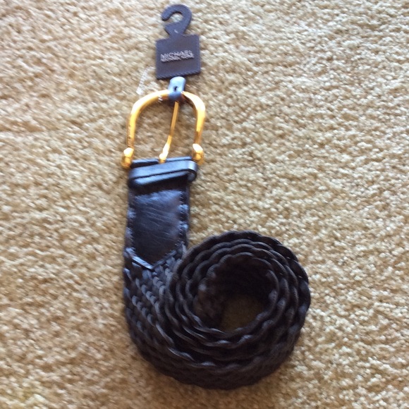 NWT $45 Michael Kors Braided Black Leather Belt
