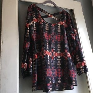 Beautiful tribal top with cut out top back!