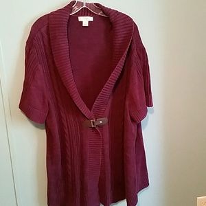 Purple short sleeve cardigan