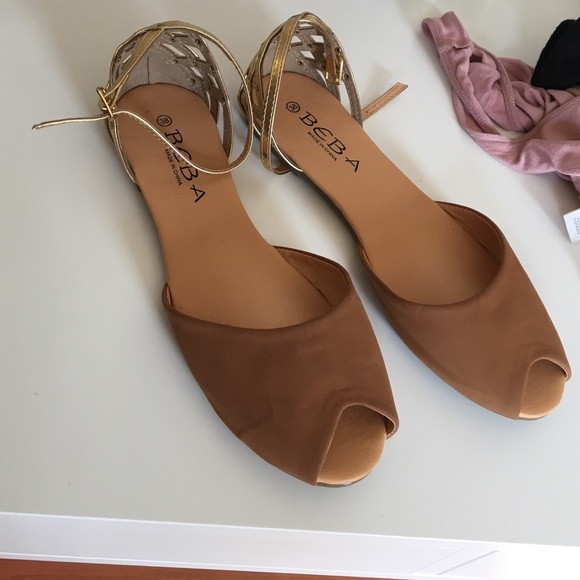 Gold and tan sandals