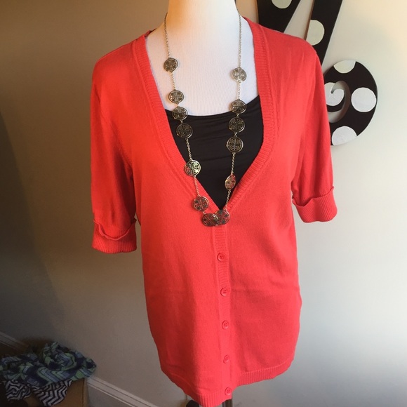 💕Deep orange button up sweater!