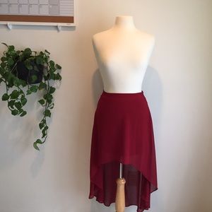 Hi-Lo Layered Maroon Skirt