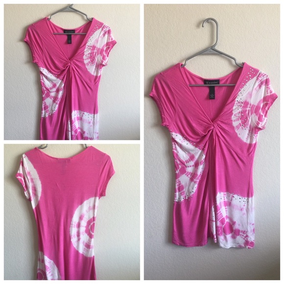 Pink Dye Front Knottted Top