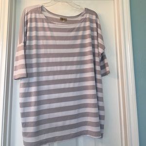Piko Gray Stripe Blouse Large EUC