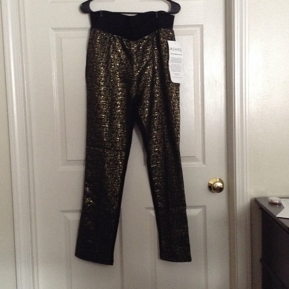 Black/Gold print stretch pants