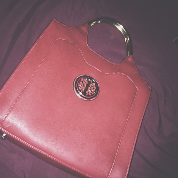 Burgundy/Red and gold plated purse