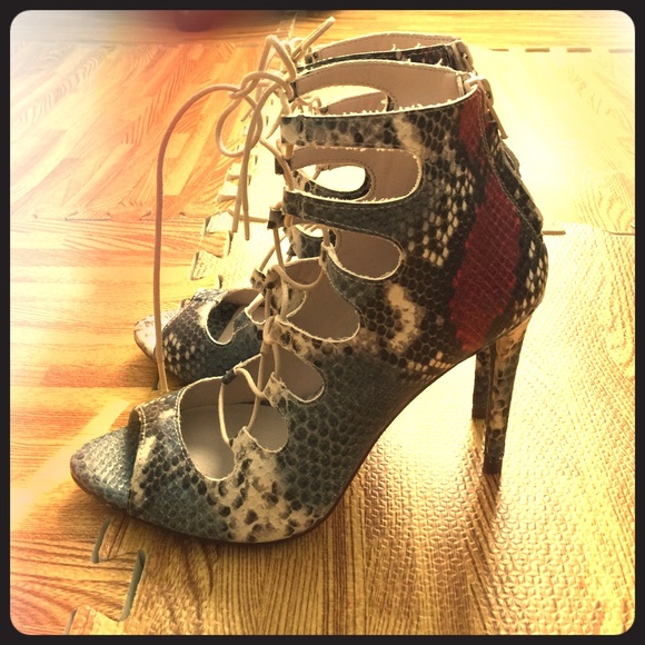 ZARA Snakeskin lace up sandals