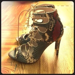 ZARA Snakeskin lace up sandals
