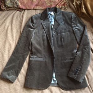 Slate Grey Velvet Two Button Blazer Jacket