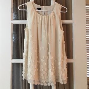 Talbots sz 10 cream tank, fabric polka dots NWOT