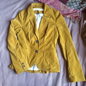 Mustard Yellow Velveteen Curvy Jacket Blazer