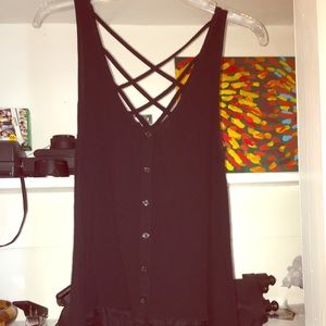 Pac Sun Kirra Black Tank with buttons and lace