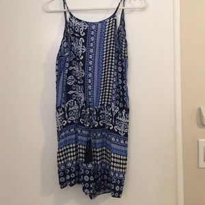 Blue and white romper