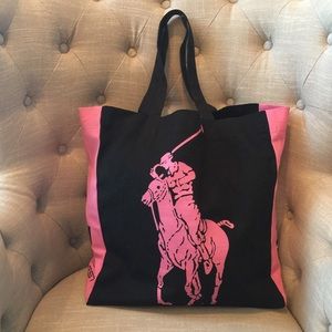 New navy blue and pink Ralph Lauren tote bag.