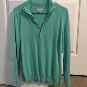 Teal Vineyard Vines quarter zip sweater
