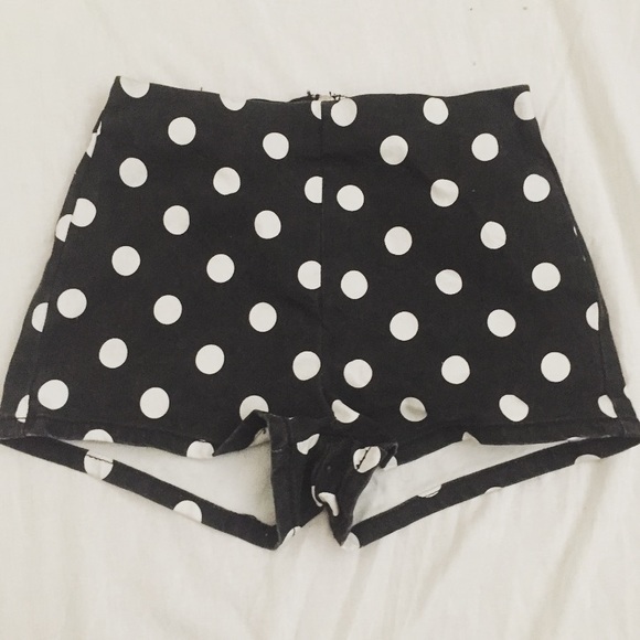 Black & White High-Waisted Polka Dot Shorts
