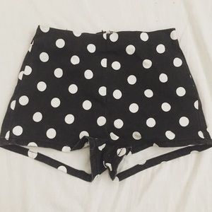 Black & White High-Waisted Polka Dot Shorts