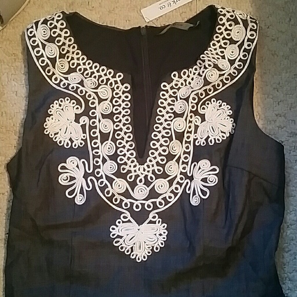 Denim Chambray Embroidered Playsuit Romper - Picture 2 of 3