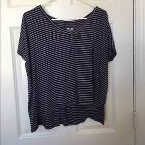 striped oversized v-neck