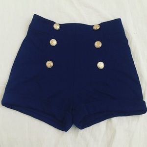 Blue High Waisted Shorts