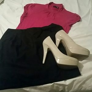 High necked pink blouse