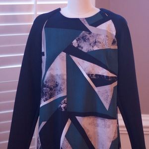 Straight geometrical dress. Blue green tile