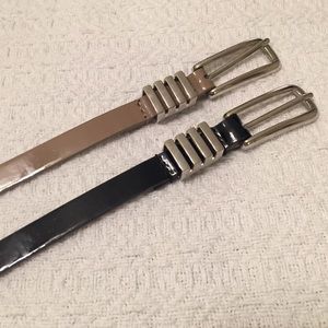 Two patent leather skinny belts, size M