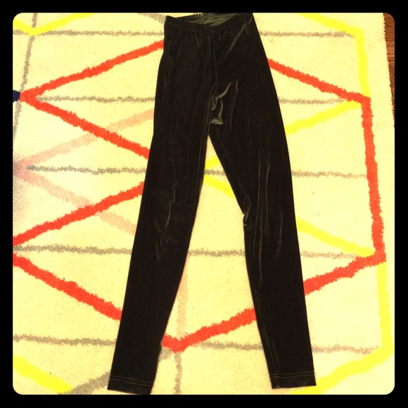 Dark green velvet American Apparel leggings.